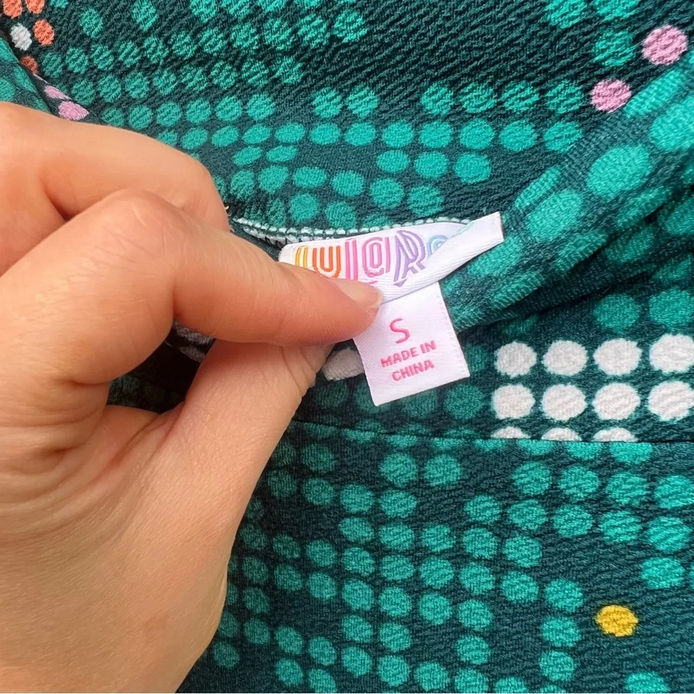 LuLaRoe Teal Blue and Purple Digi Dotted High Rise Pencil Skirt 2
